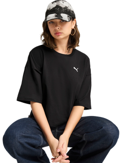 PUMA Wardrobe Essentials Logo Oversized Cropped T-Shirt, Puma Black