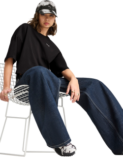 PUMA Wardrobe Essentials Logo Oversized Cropped T-Shirt - view 2, Puma Black