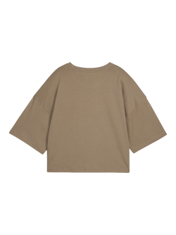 PUMA Wardrobe Essentials Logo Oversized Cropped T-Shirt - view 2, Velvet Moss