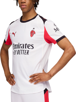 PUMA Men's Regular Fit AC Milan 25/26 Authentic Away Jersey Top, White/Red, White/Red