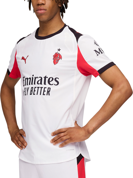 PUMA Men's Regular Fit AC Milan 25/26 Authentic Away Jersey Top, White/Red, White/Red
