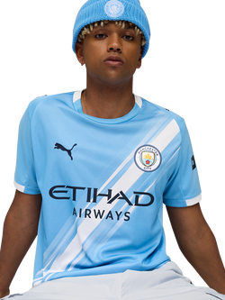 PUMA Men's Regular Fit Manchester City 25/26 Home Jersey Top, Light Blue/White, Light Blue/White