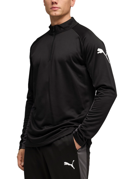 PUMA IndividualLIGA Quarter Zip Top, Black/White/Gray