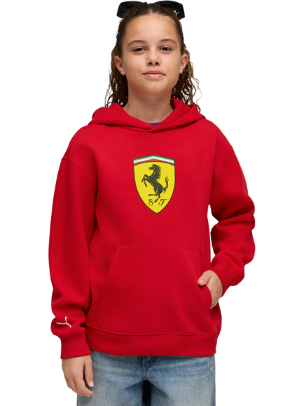 PUMA Kids' Scuderia Ferrari Shield Logo Hoodie, Rosso Corsa
