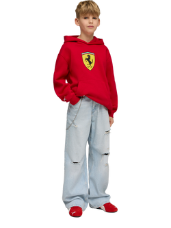 PUMA Kids' Scuderia Ferrari Shield Logo Hoodie - view 2, Rosso Corsa