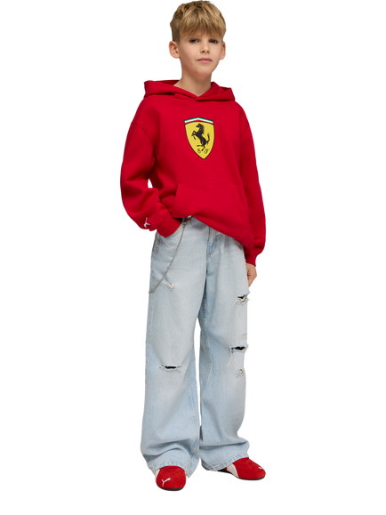 PUMA Kids' Scuderia Ferrari Shield Logo Hoodie - view 2, Rosso Corsa