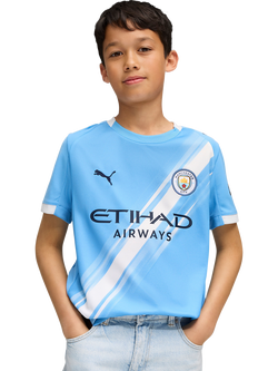 PUMA Kids' Manchester City 25/26 Home Jersey Top, Light Blue/White, Light Blue/White
