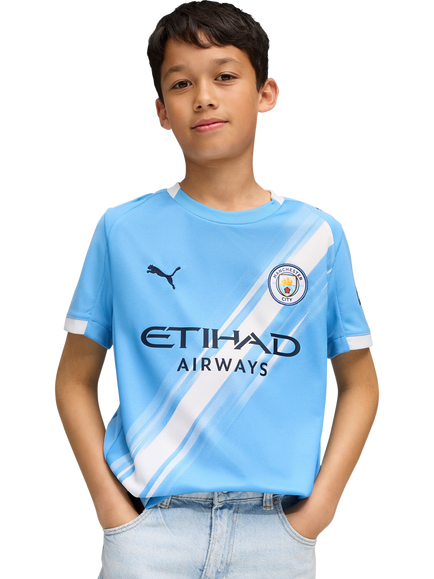 PUMA Kids' Manchester City 25/26 Home Jersey Top, Light Blue/White, Light Blue/White