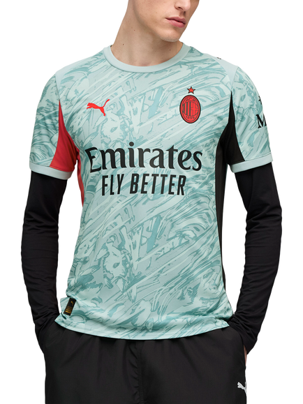 PUMA Men's Regular Fit AC Milan 25/26 Goalkeeper Jersey Top, Modern Mint/Red, Modern Mint/Red