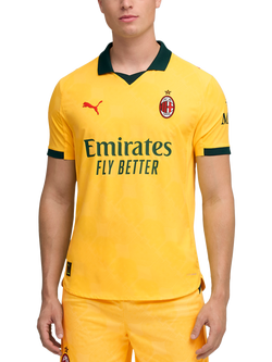 PUMA Men's Regular Fit AC Milan 25/26 Authentic Third Jersey Top, Yellow/Dark Myrtle, Yellow/Dark Myrtle