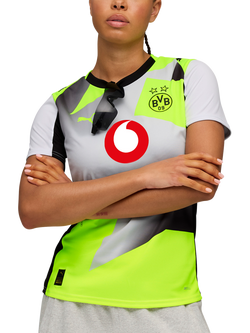 PUMA Women's Regular Fit Borussia Dortmund 25/26 Away Jersey Top, Silver Mist/Yellow, Silver Mist/Yellow