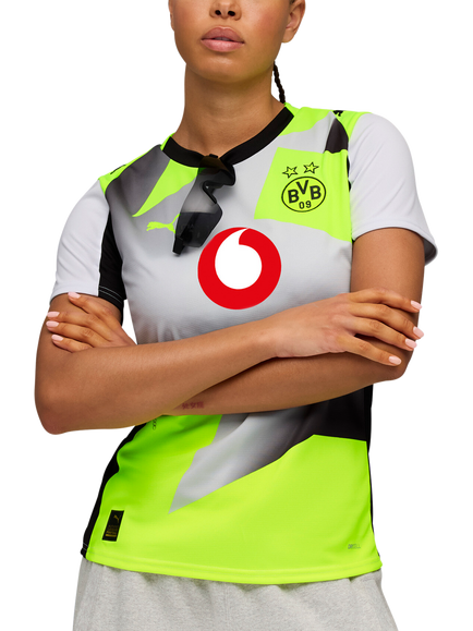 PUMA Women's Regular Fit Borussia Dortmund 25/26 Away Jersey Top, Silver Mist/Yellow, Silver Mist/Yellow