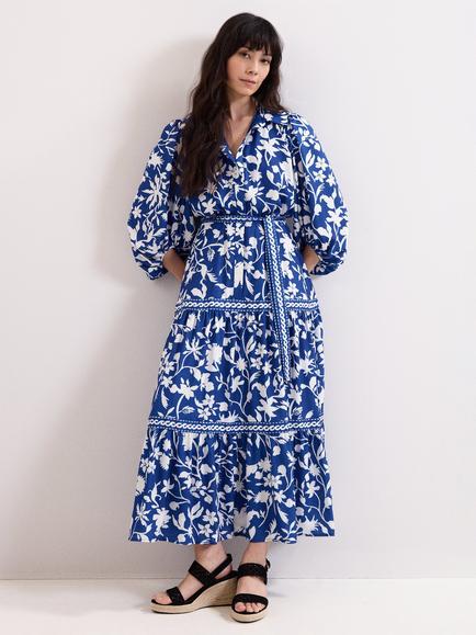 Phase Eight Coralie Abstract Floral Shirt Dress, Dark Blue, Dark Blue