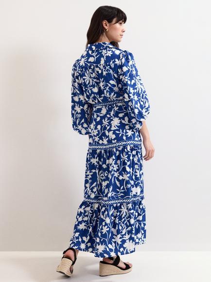 Phase Eight Coralie Abstract Floral Shirt Dress, Dark Blue - view 2, Dark Blue