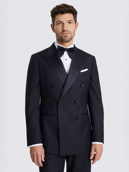 Moss Tailored Fit Italian Twill Tuxedo Jacket, Navy, Navy