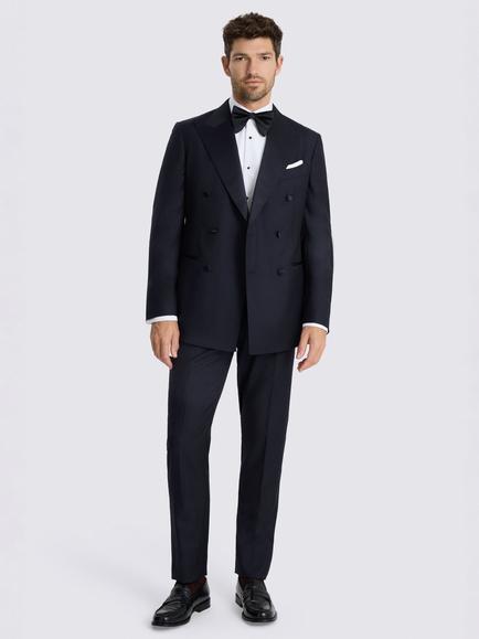 Moss Tailored Fit Italian Twill Tuxedo Jacket, Navy - view 2, Navy