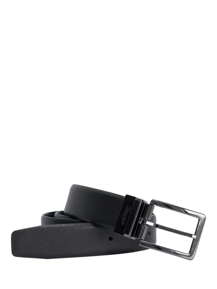 Dune London Oakem Reversible Leather Belt, Navy
