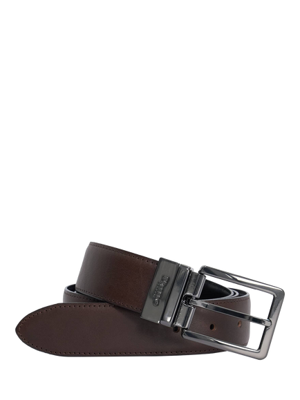 Dune London Oakem Reversible Leather Belt, Chocolate