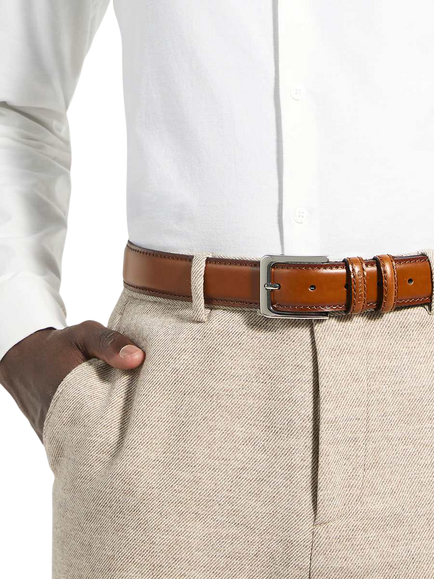 Dune London Overturn Leather Belt, Tan - view 2, Tan
