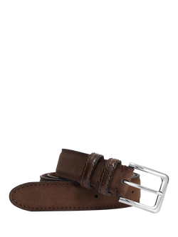 Dune London Overturn Suede Belt, Brown, Brown