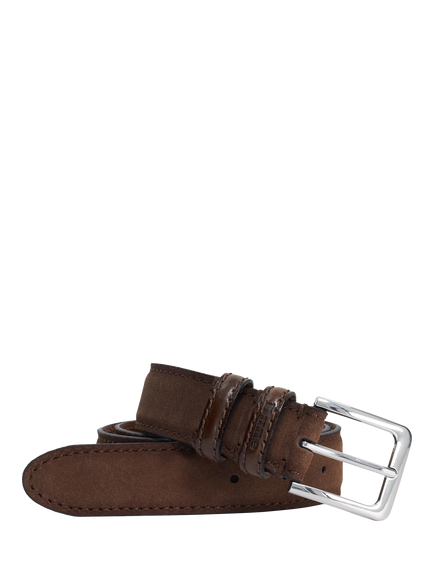 Dune London Overturn Suede Belt, Brown, Brown