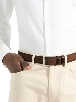Dune London Overturn Suede Belt, Brown - view 2, Brown