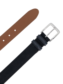 Dune London Overturn Suede Belt, Navy - view 2, Navy