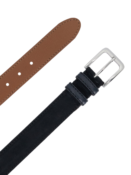Dune London Overturn Suede Belt, Navy - view 2, Navy
