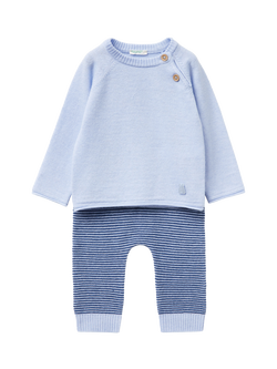 Benetton Baby Knitted Outfit, Blue, Blue
