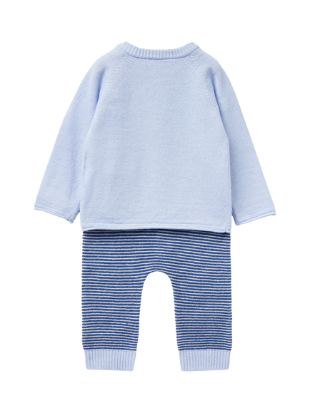 Benetton Baby Knitted Outfit, Blue - view 2, Blue