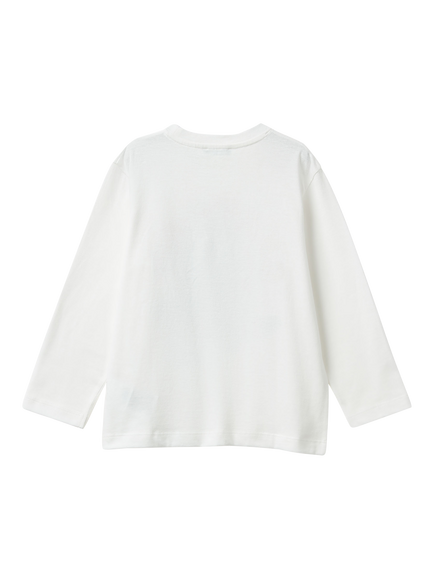 Benetton Kids' Long Sleeve Graphic Print T-Shirt, White/Multi - view 2, White/Multi