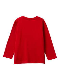 Benetton Kids' Long Sleeve Football Graphic T-Shirt, Red/Multi - view 2, Red/Multi