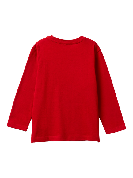 Benetton Kids' Long Sleeve Football Graphic T-Shirt, Red/Multi - view 2, Red/Multi
