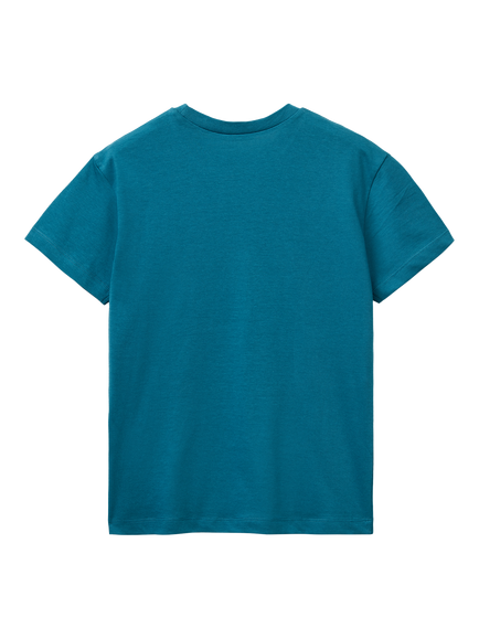 Benetton Kids' Short Sleeve Logo Print T-Shirt, Blue - view 2, Blue