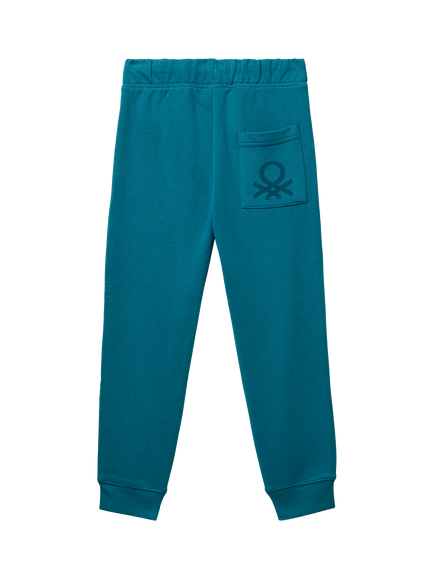 Benetton Kids' Fleece Joggers, Blue - view 2, Blue