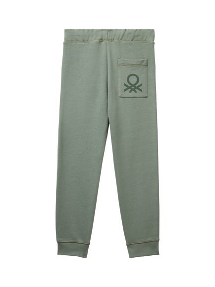 Benetton Kids' Fleece Joggers, Green - view 2, Green