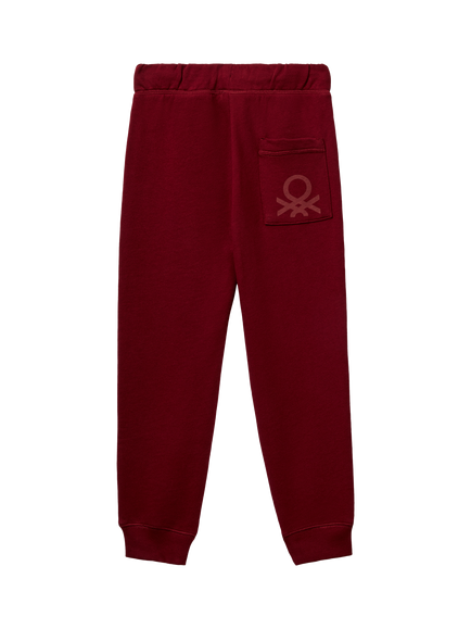 Benetton Kids' Fleece Joggers, Red - view 2, Red