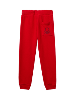 Benetton Kids' Fleece Joggers, Red - view 2, Red