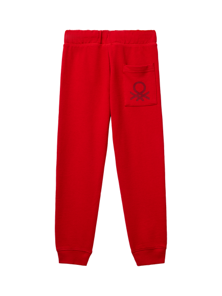 Benetton Kids' Fleece Joggers, Red - view 2, Red