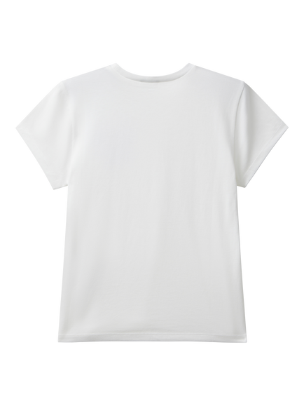 Benetton Kids' Short Sleeve Glitter Logo T-Shirt, White - view 2, White