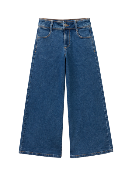 Benetton Kids' Wide Leg Jeans, Dark Blue