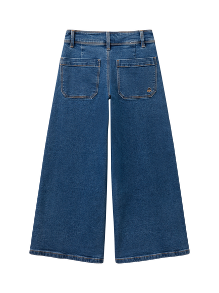 Benetton Kids' Wide Leg Jeans - view 2, Dark Blue