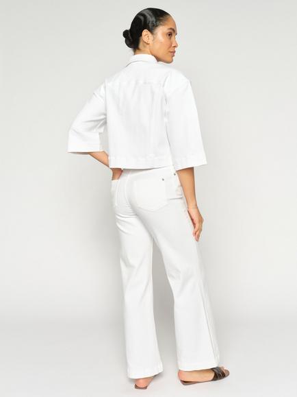 MOS MOSH Dara Mid Rise Flared Jeans containing LENZING™ ECOVERO™ Viscose, Bright White - view 2, Bright White