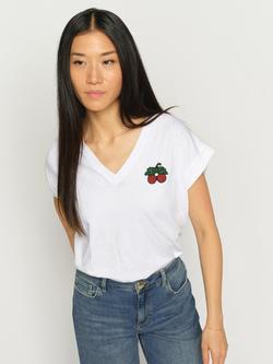 MOS MOSH Silao Embroidered Cherries T-Shirt, White, White