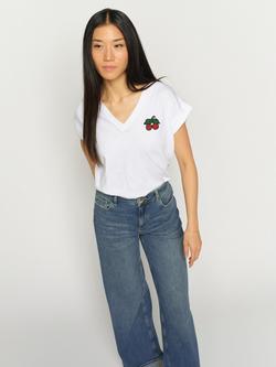 MOS MOSH Silao Embroidered Cherries T-Shirt, White - view 2, White