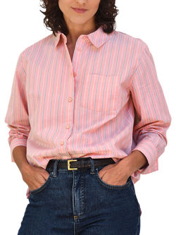 Pure Collection Relaxed Weekend Stripe Shirt, Pink Candy, Pink Candy