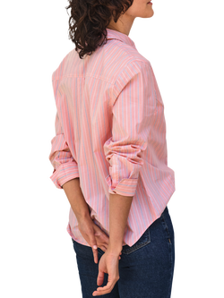 Pure Collection Relaxed Weekend Stripe Shirt, Pink Candy - view 2, Pink Candy