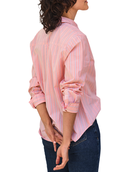 Pure Collection Relaxed Weekend Stripe Shirt, Pink Candy - view 2, Pink Candy
