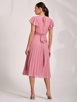 Jolie Moi Ruffle Detail Pleated Midi Dress, Dusty Pink - view 2, Dusty Pink