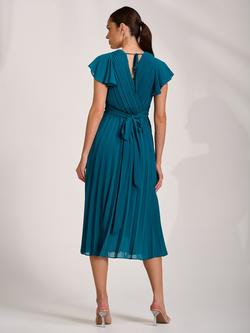 Jolie Moi Ruffle Detail Pleated Midi Dress, Teal - view 2, Teal